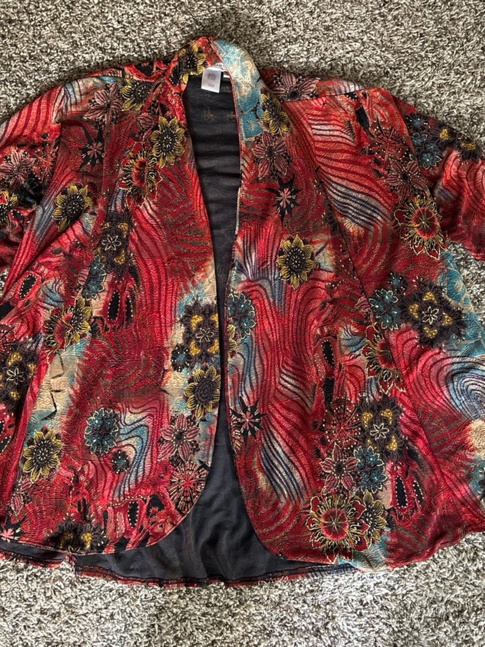 Coldwater Creek Red Floral Embroidered Blazer